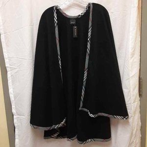 LORD & TAYLOR Womens Cape Shawl Gray Red Open NWT